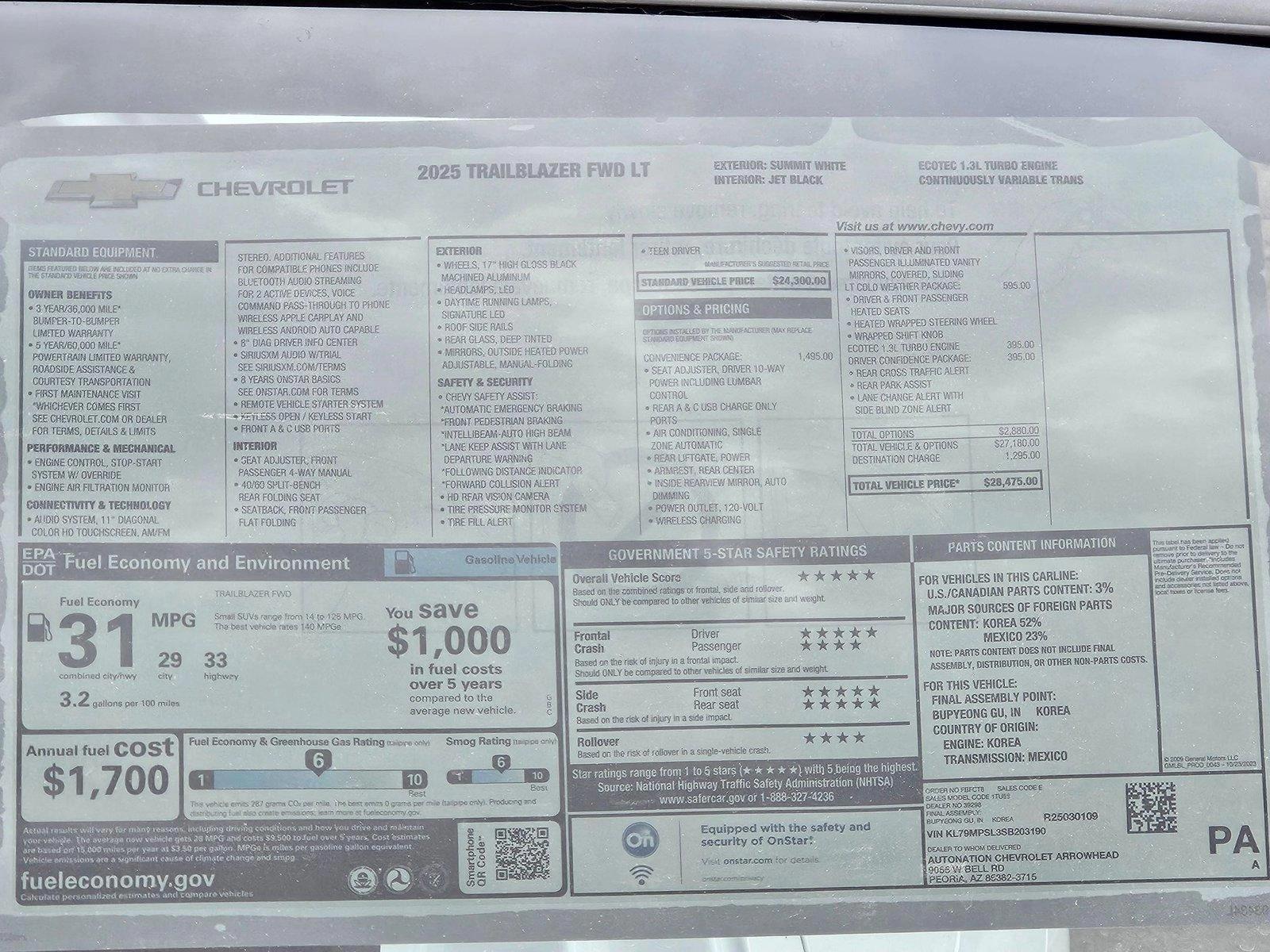 2025 Chevrolet Trailblazer Vehicle Photo in PEORIA, AZ 85382-3715