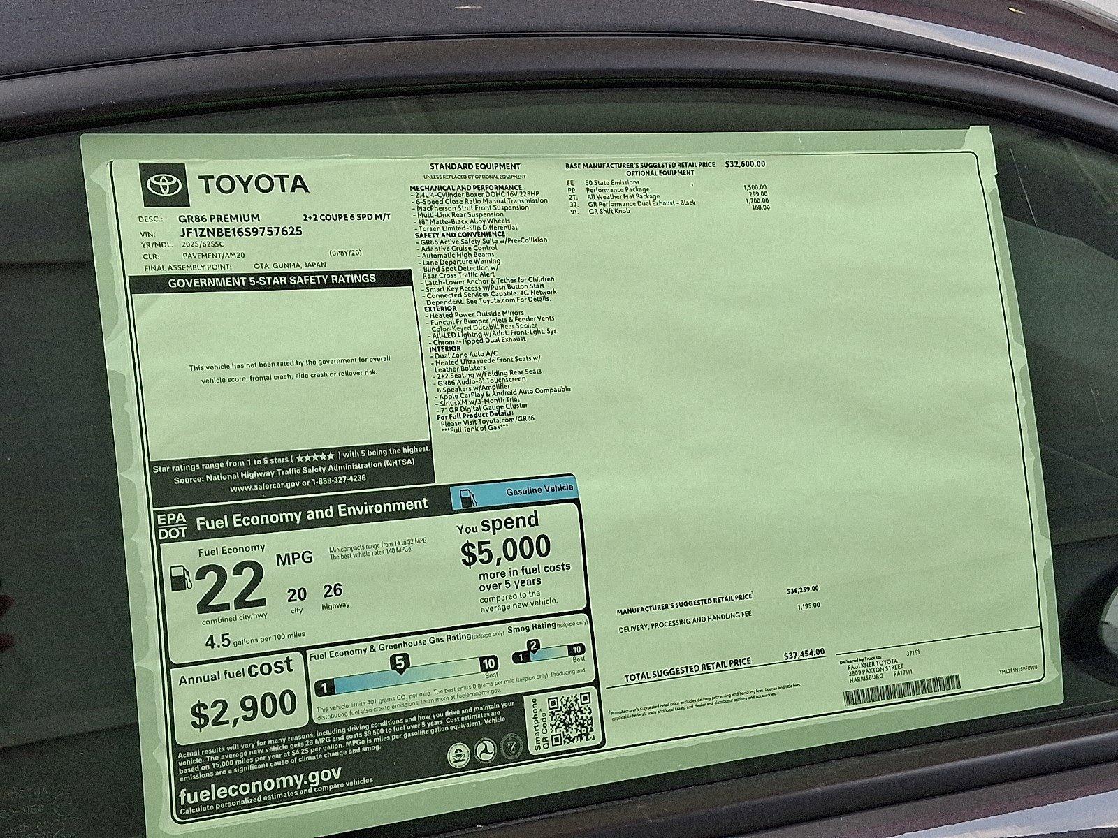 2025 Toyota GR86 Vehicle Photo in Harrisburg, PA 17111