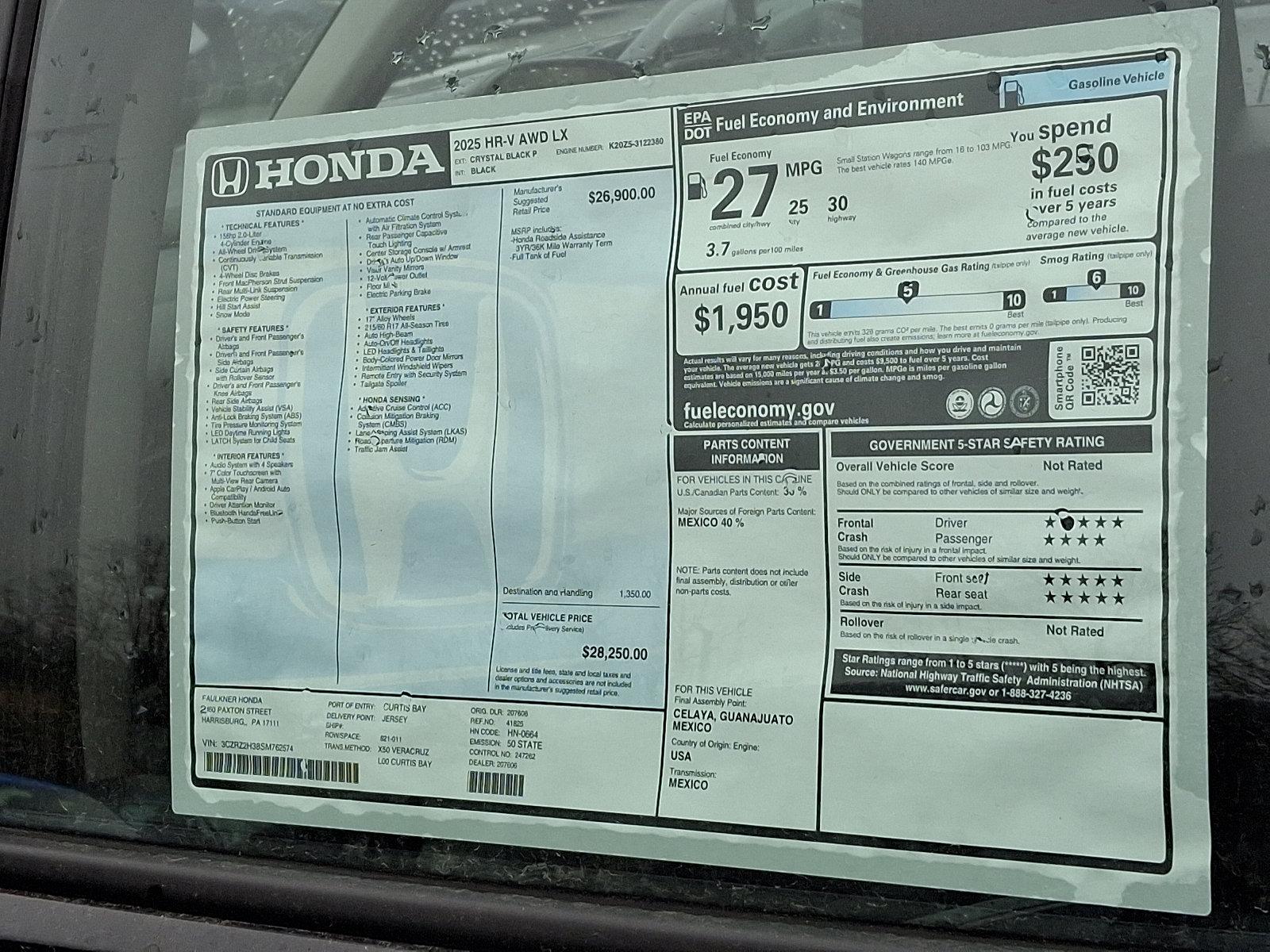 2025 Honda HR-V Vehicle Photo in Harrisburg, PA 17111