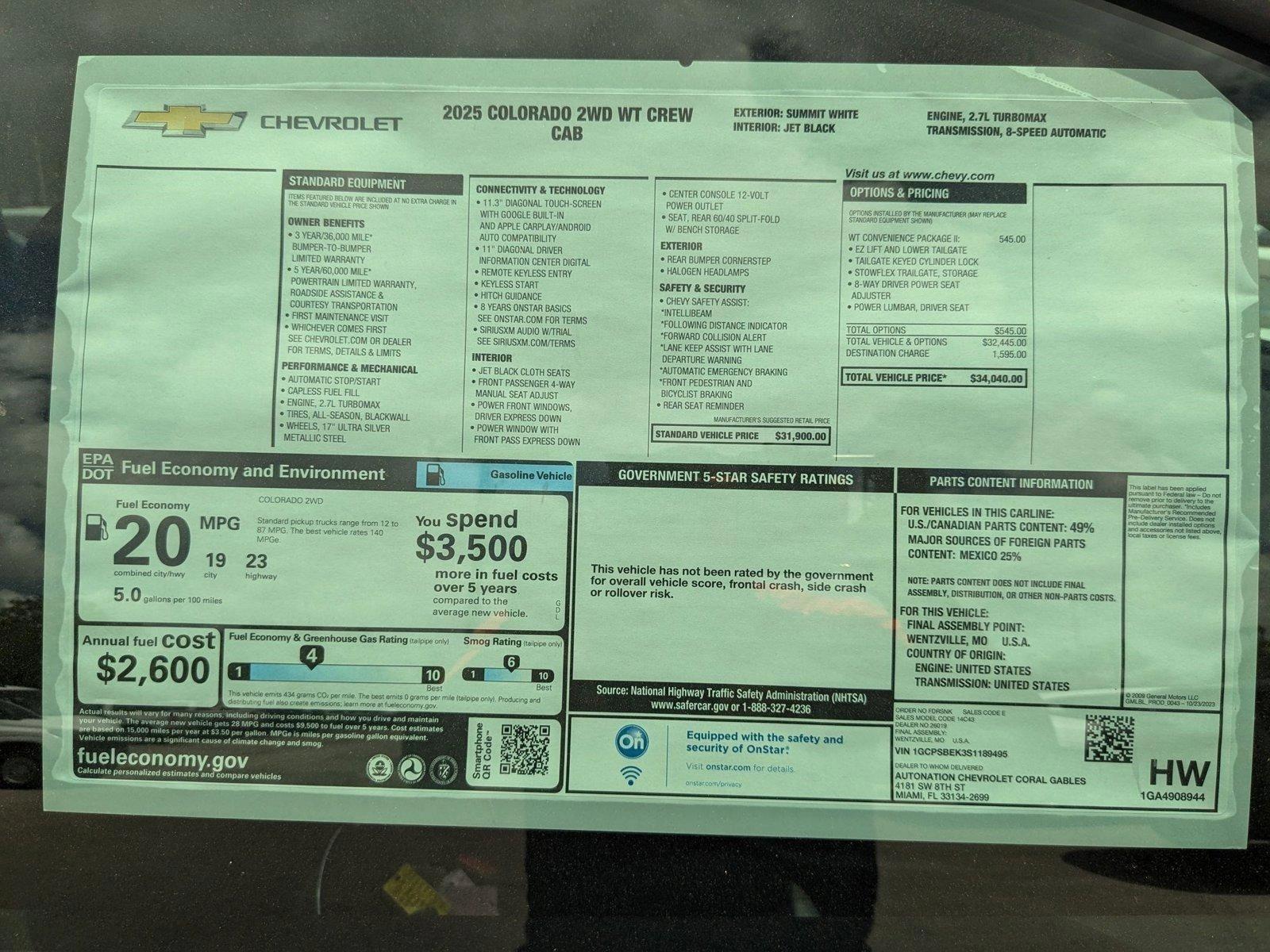 2025 Chevrolet Colorado Vehicle Photo in MIAMI, FL 33134-2699