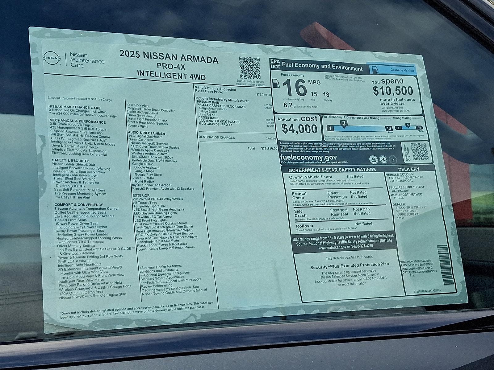 2025 Nissan Armada Vehicle Photo in Harrisburg, PA 17111-1033