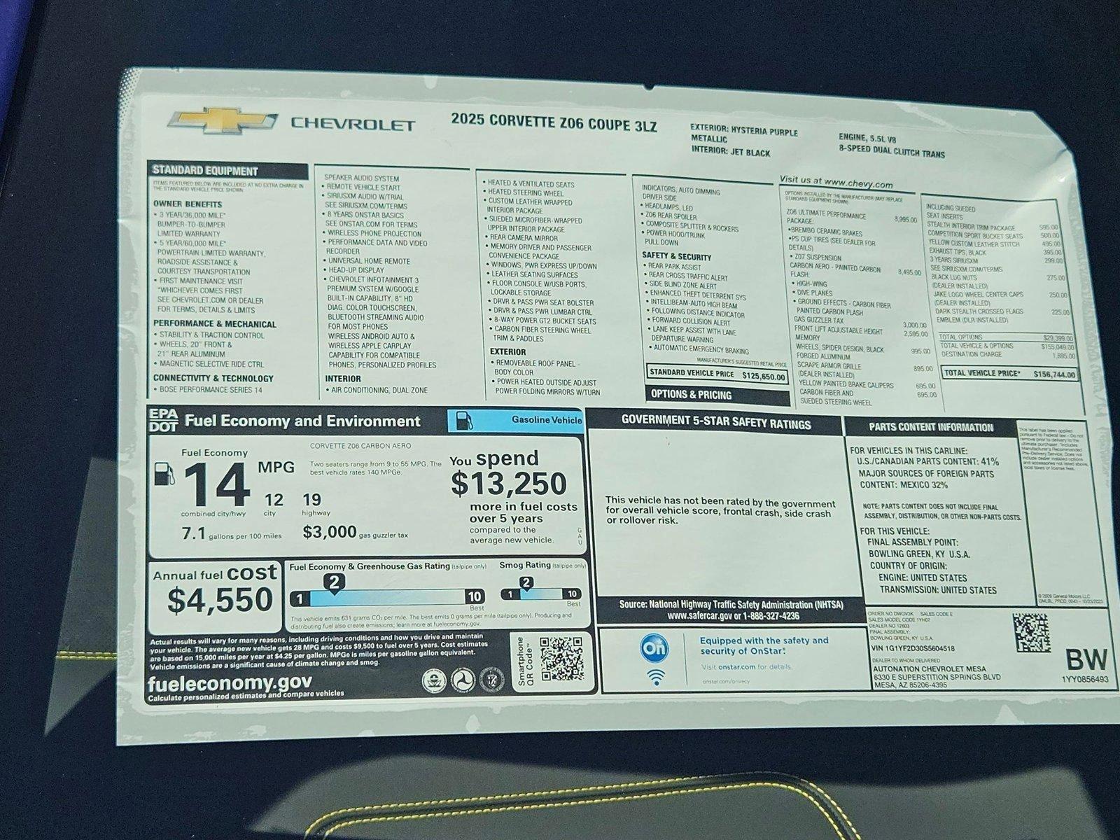 2025 Chevrolet Corvette Z06 Vehicle Photo in MESA, AZ 85206-4395