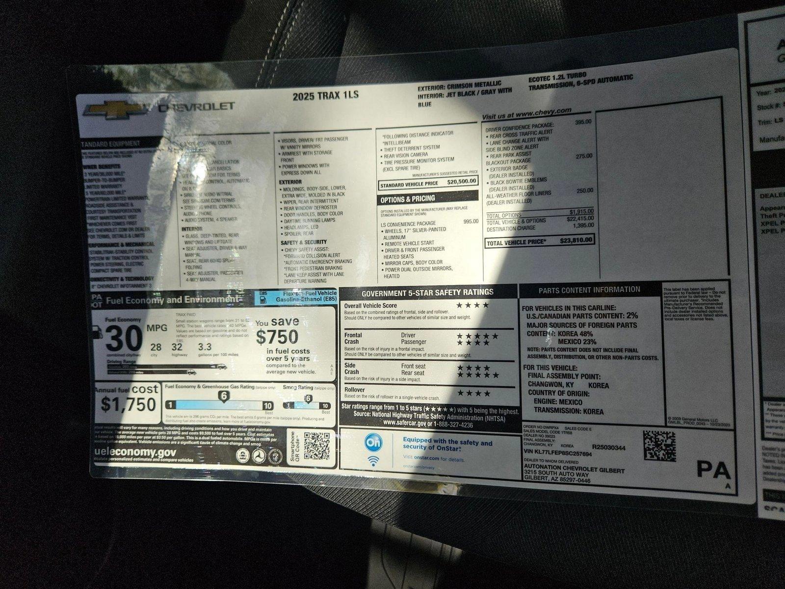 2025 Chevrolet Trax Vehicle Photo in GILBERT, AZ 85297-0446