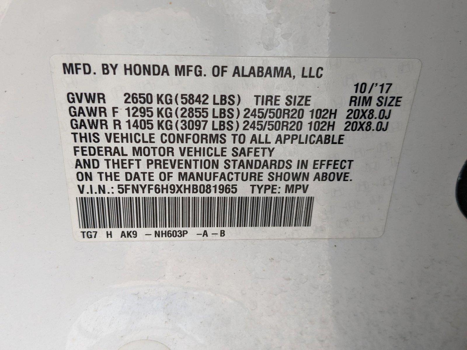 2017 Honda Pilot Vehicle Photo in ORLANDO, FL 32808-7998