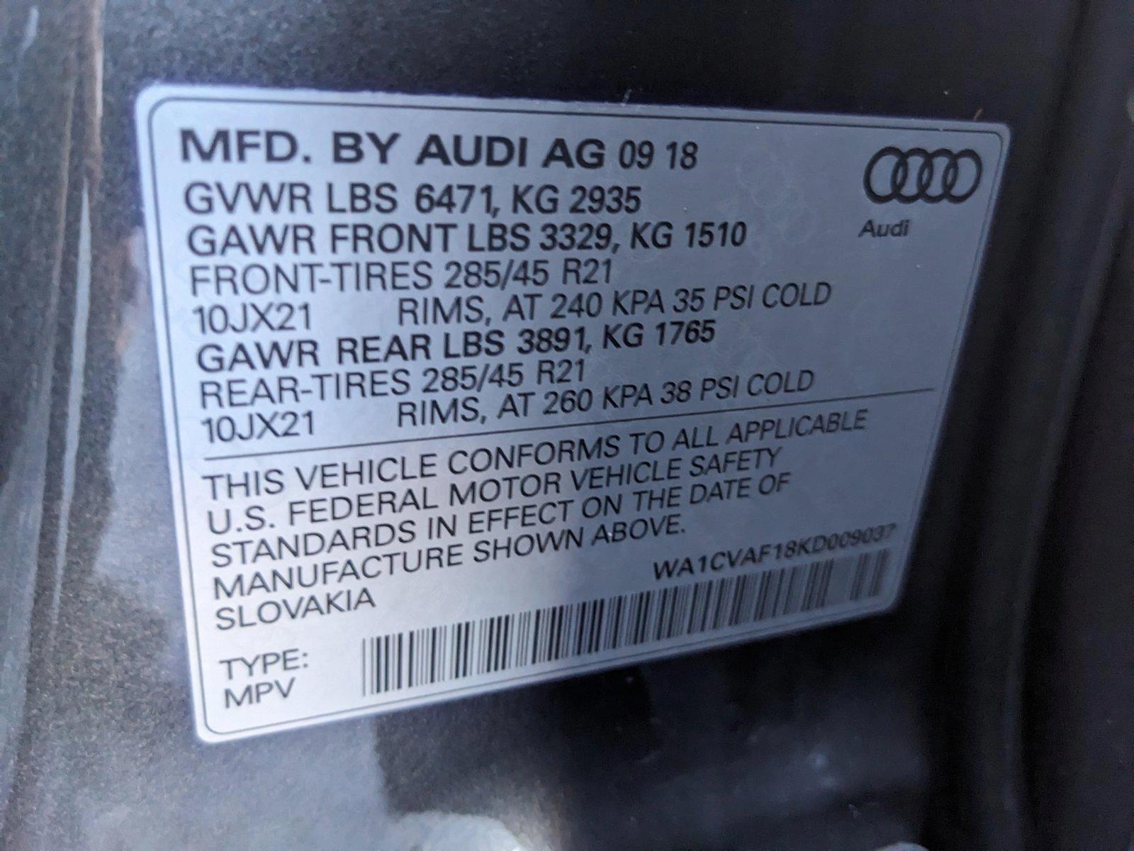 2019 Audi Q8 Vehicle Photo in WEST PALM BEACH, FL 33407-3296