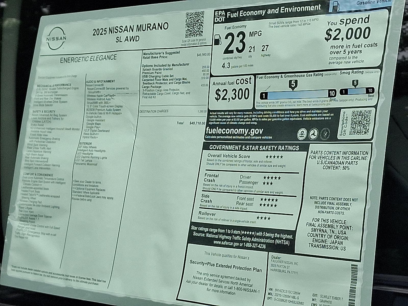 2025 Nissan Murano Vehicle Photo in Harrisburg, PA 17111-1033