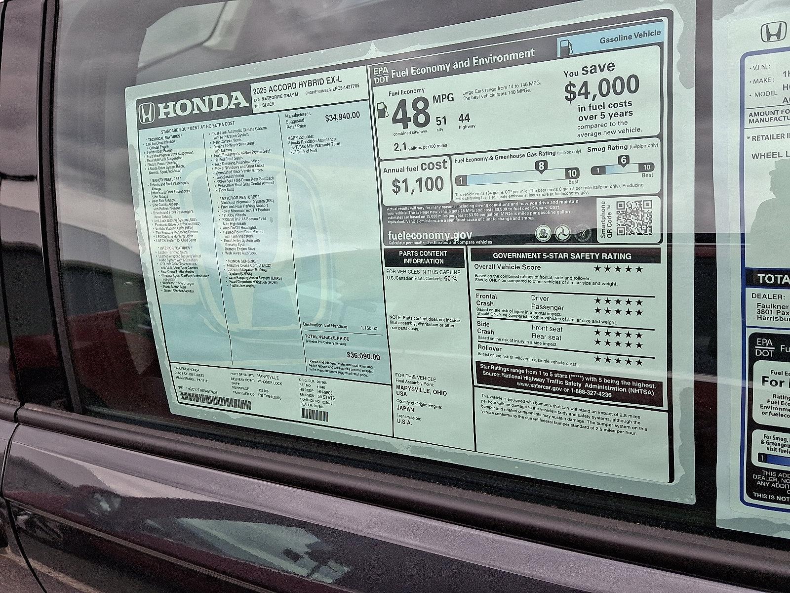 2025 Honda Accord Hybrid Vehicle Photo in Harrisburg, PA 17111