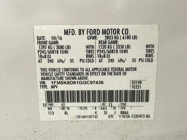 2016 Ford Explorer Vehicle Photo in EVERETT, WA 98203-5662
