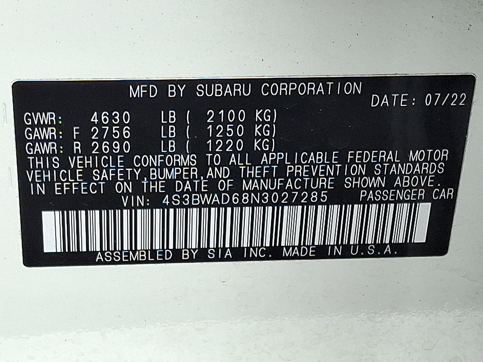 2022 Subaru Legacy Vehicle Photo in Easton, PA 18045