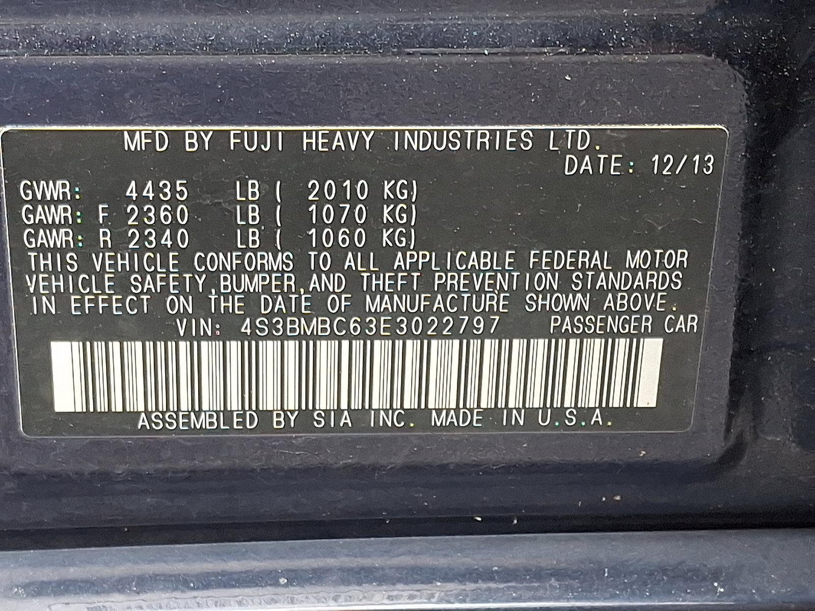 2014 Subaru Legacy Vehicle Photo in BETHLEHEM, PA 18017