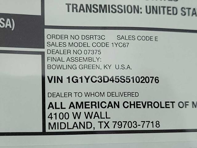 2025 Chevrolet Corvette Stingray Vehicle Photo in MIDLAND, TX 79703-7718