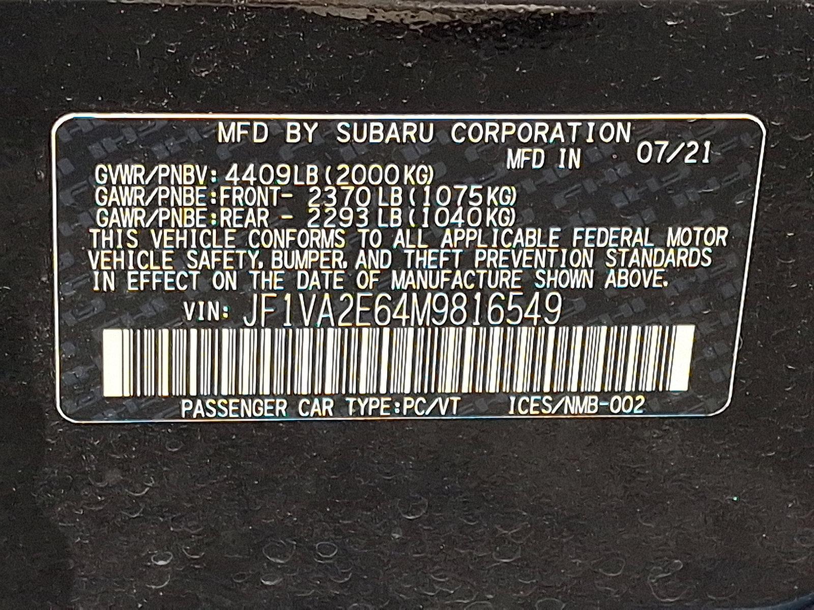 2021 Subaru WRX Vehicle Photo in Easton, PA 18045