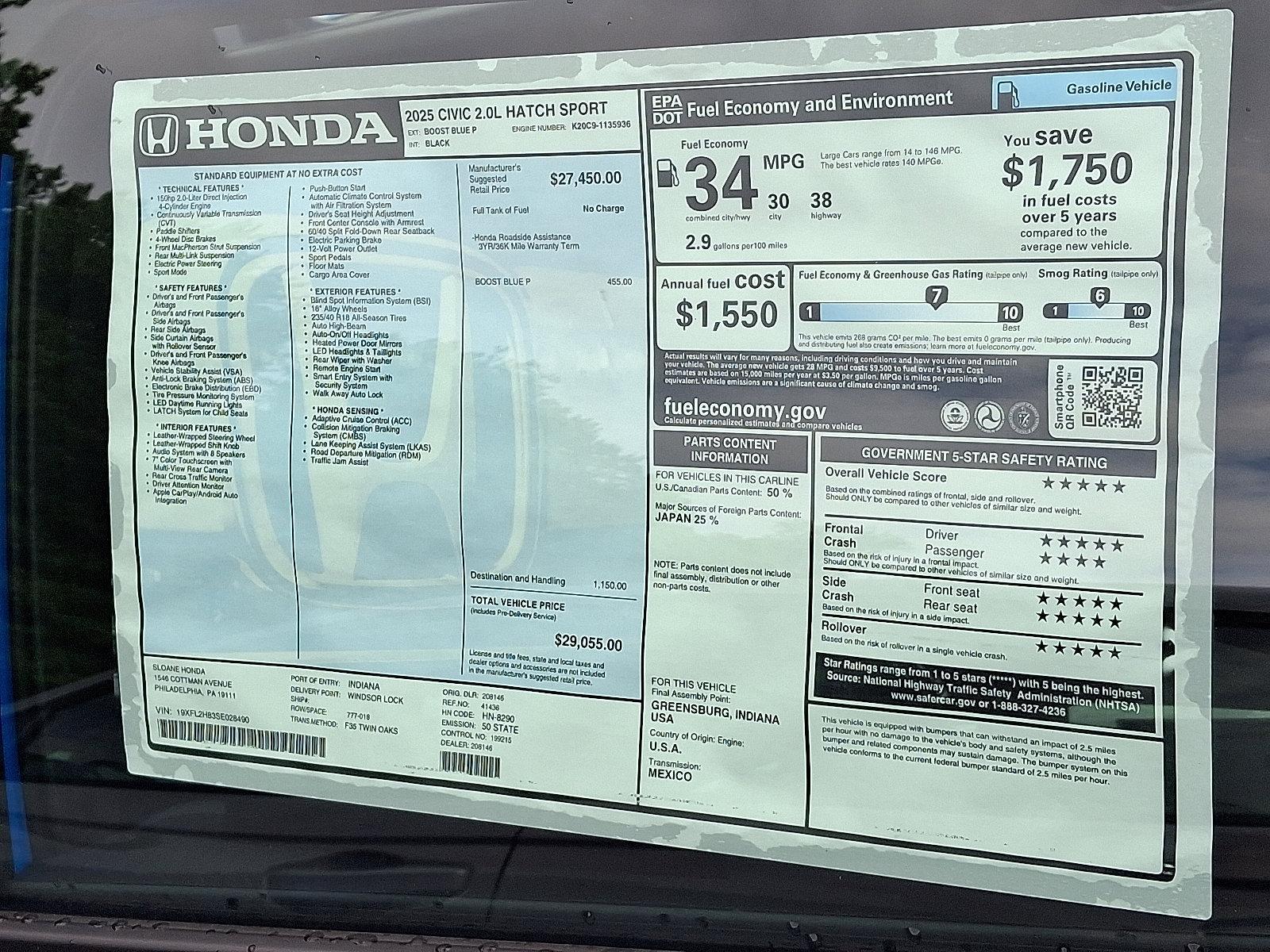 2025 Honda Civic Hatchback Vehicle Photo in Harrisburg, PA 17111