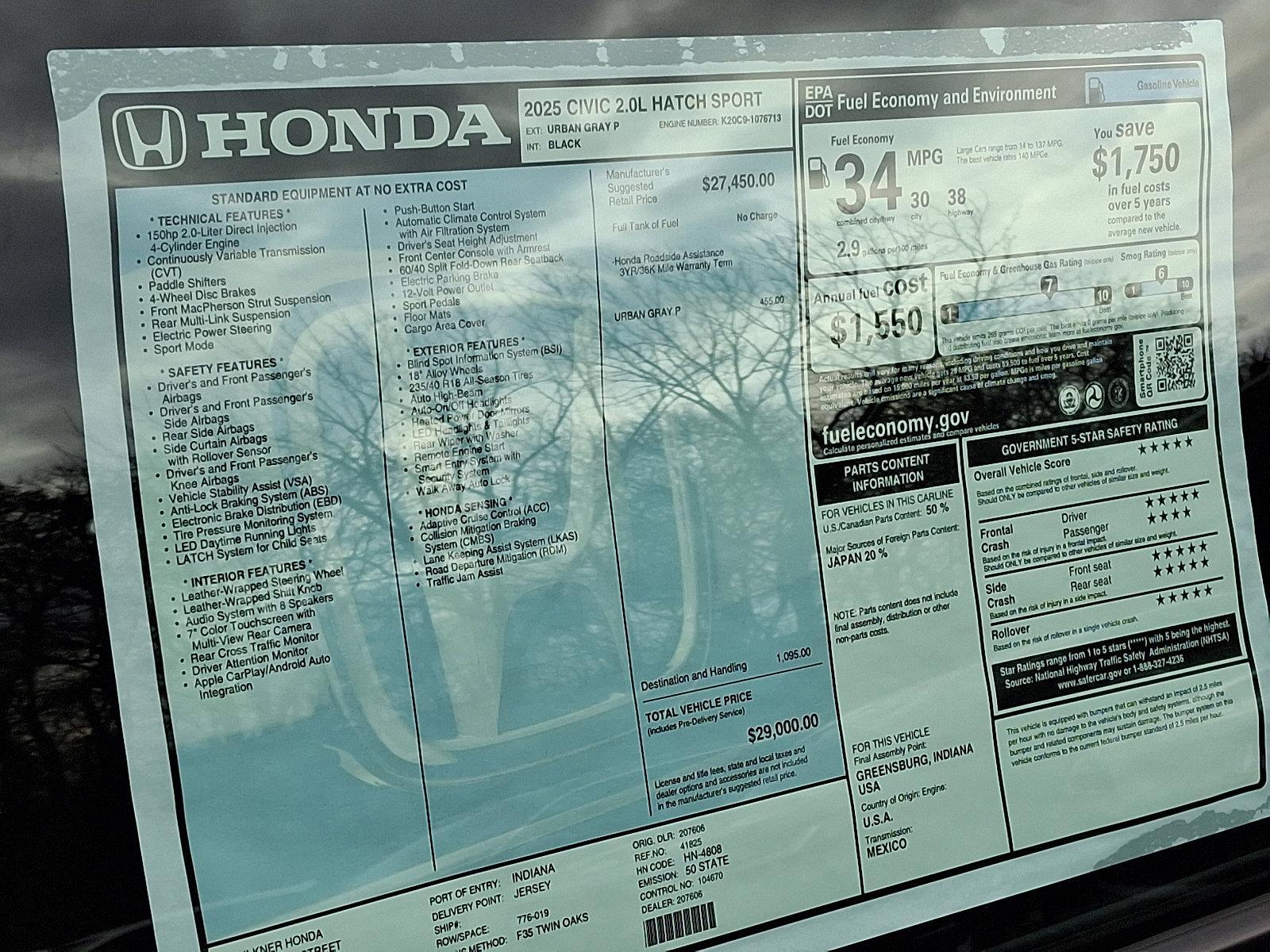 2025 Honda Civic Hatchback Vehicle Photo in Harrisburg, PA 17111