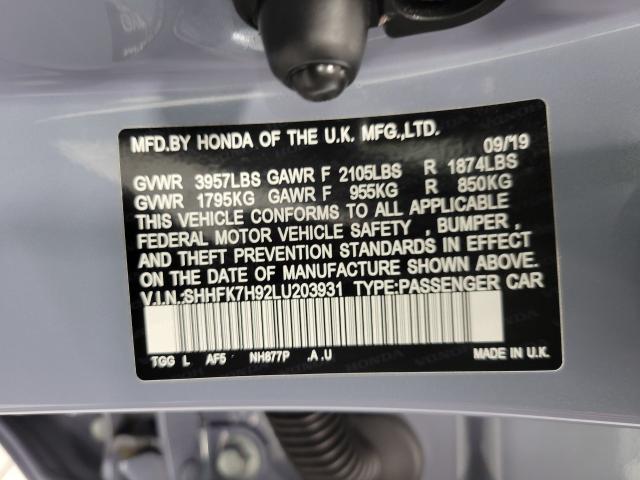 2020 Honda Civic Hatchback Vehicle Photo in NEENAH, WI 54956-2243