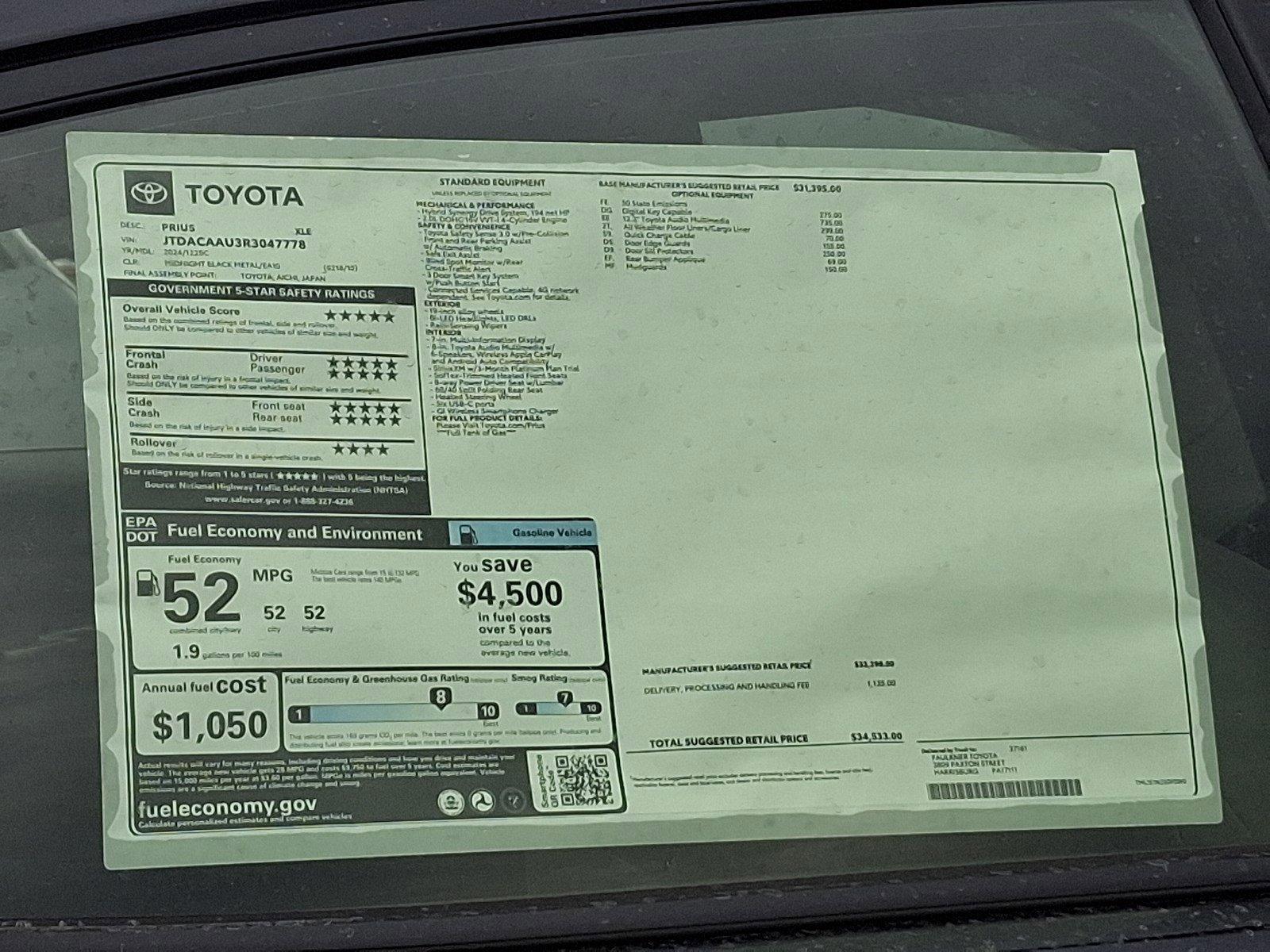 2024 Toyota Prius Vehicle Photo in Harrisburg, PA 17111