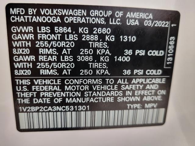 2022 Volkswagen Atlas Vehicle Photo in APPLETON, WI 54914-4656