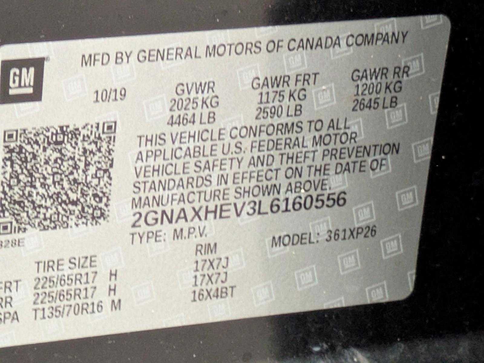 2020 Chevrolet Equinox Vehicle Photo in CLEARWATER, FL 33764-7163