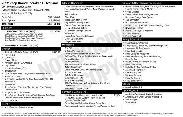 2022 Jeep Grand Cherokee L Vehicle Photo in DANBURY, CT 06810-5034