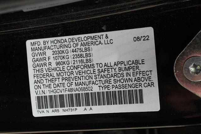 2022 Honda Accord Sedan Vehicle Photo in HOUSTON, TX 77090
