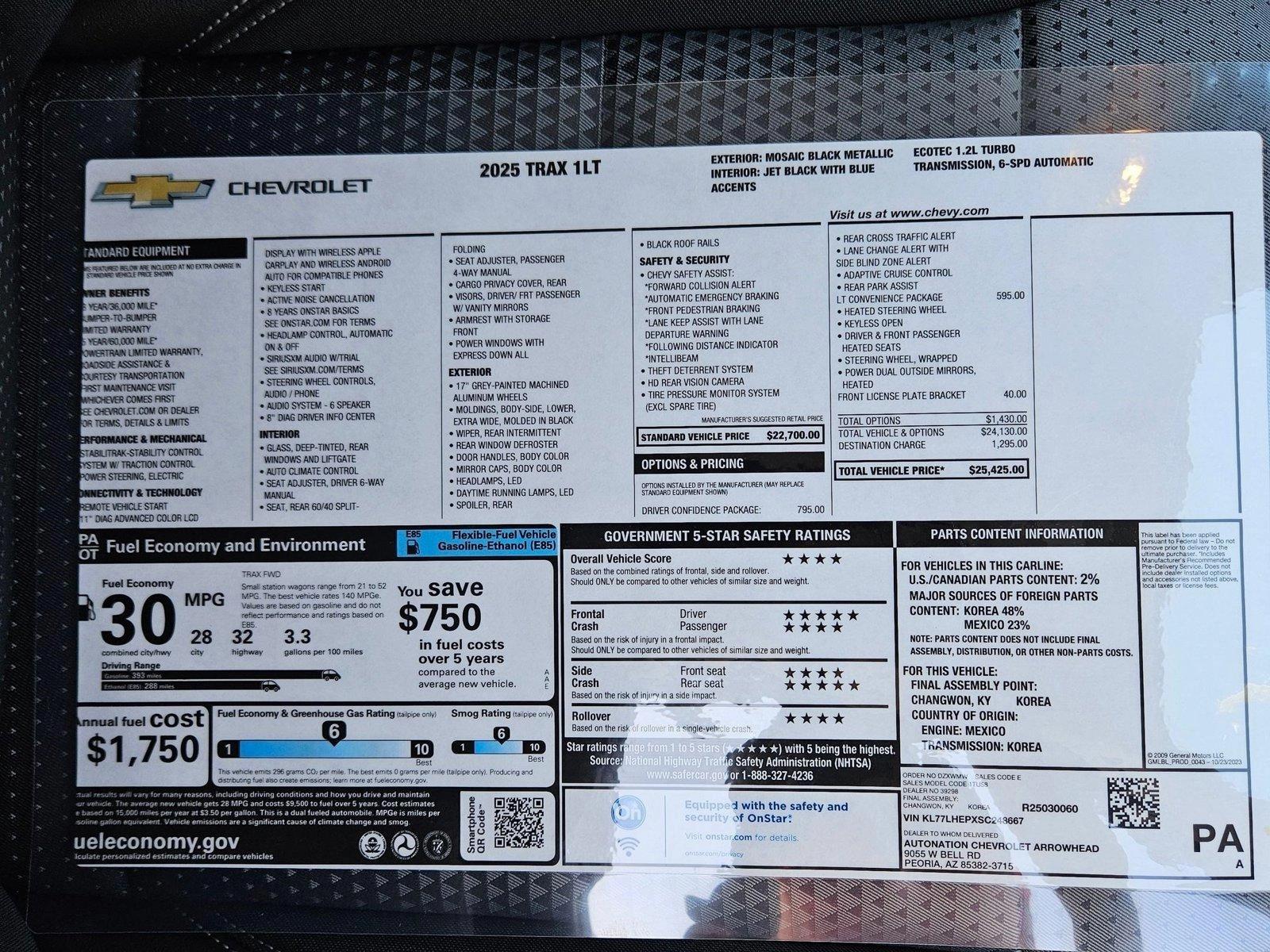 2025 Chevrolet Trax Vehicle Photo in PEORIA, AZ 85382-3715