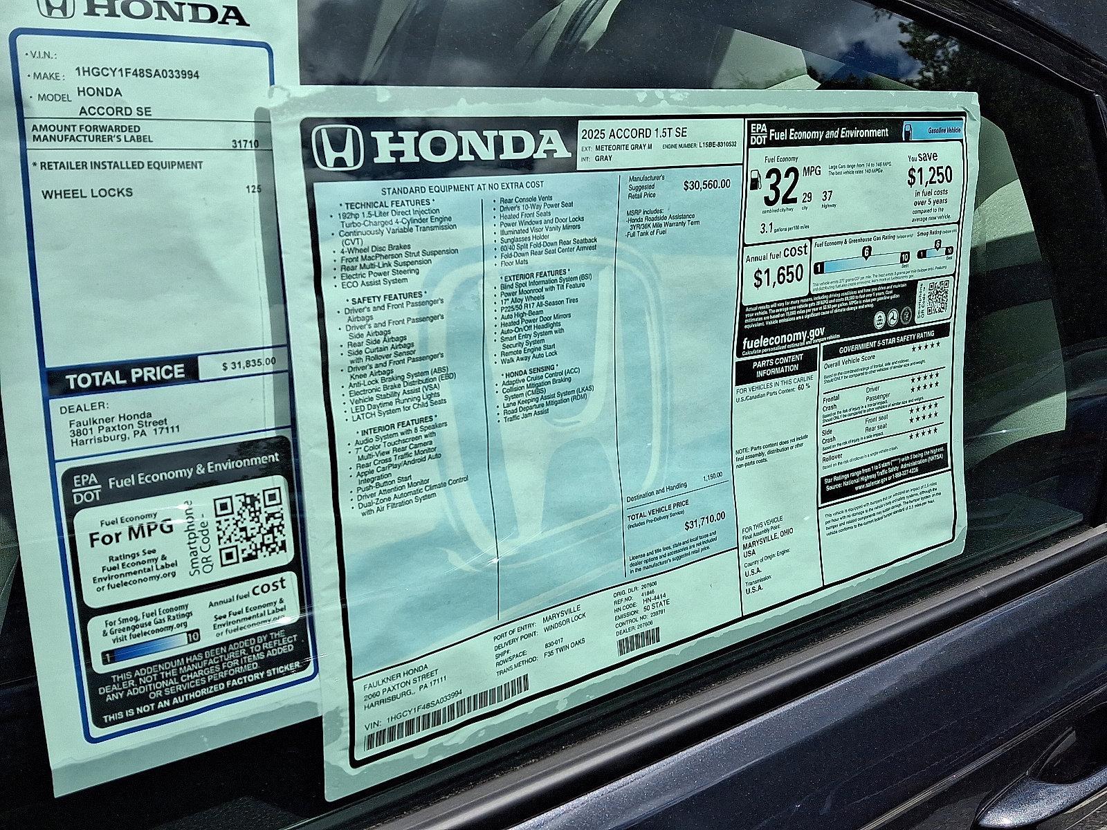 2025 Honda Accord Sedan Vehicle Photo in Harrisburg, PA 17111