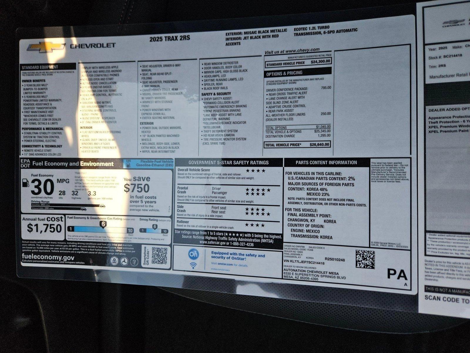2025 Chevrolet Trax Vehicle Photo in MESA, AZ 85206-4395