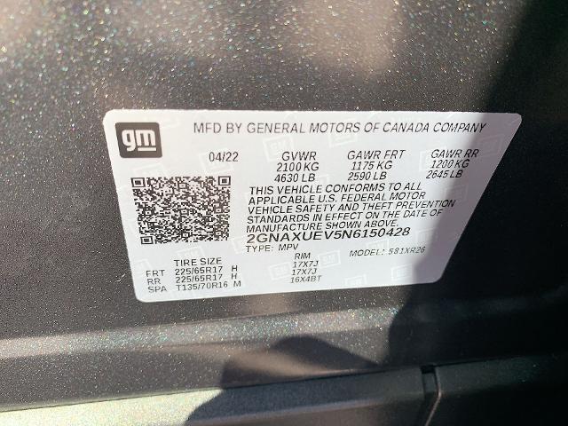 2022 Chevrolet Equinox Vehicle Photo in MOON TOWNSHIP, PA 15108-2571