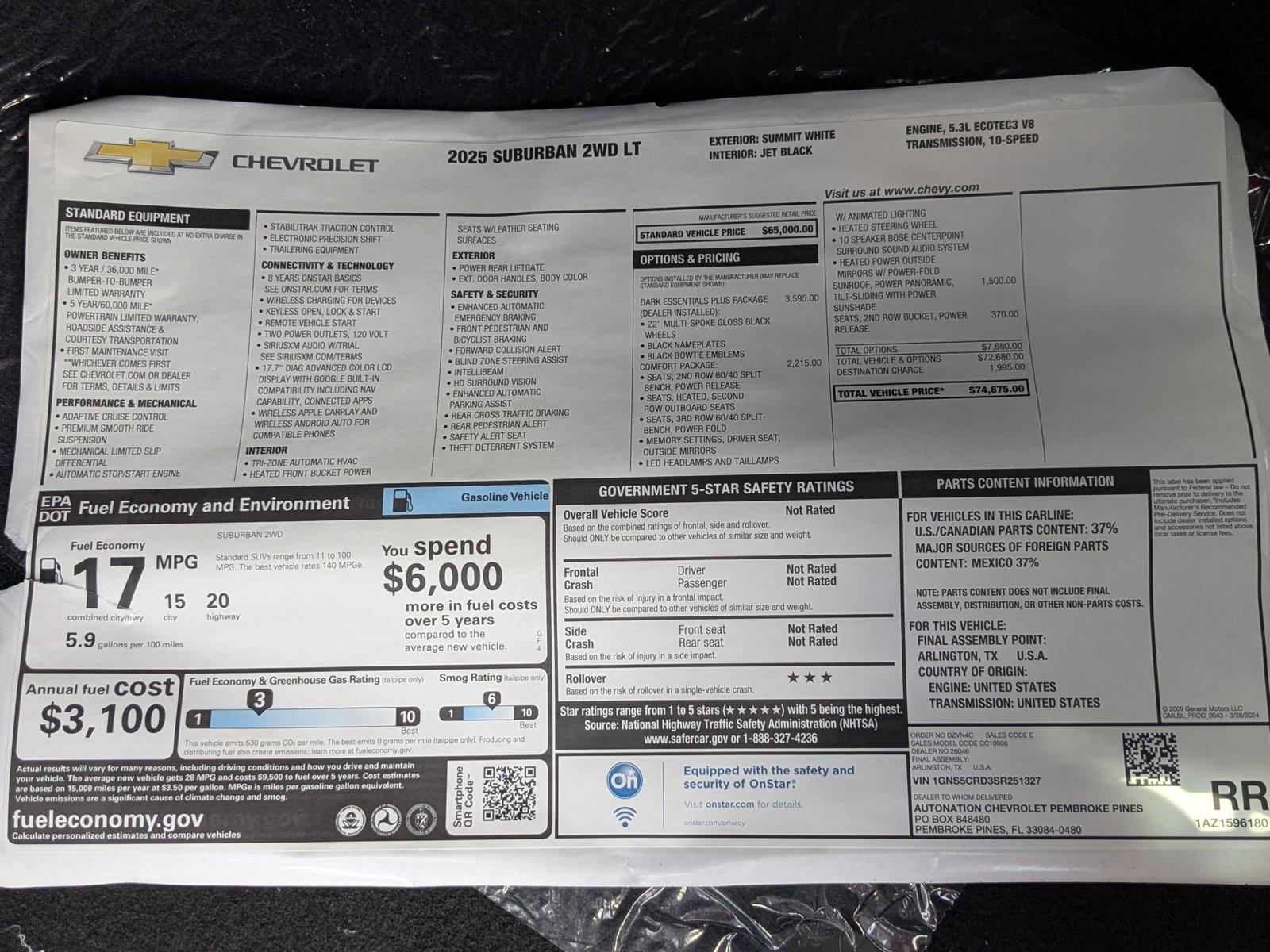 2025 Chevrolet Suburban Vehicle Photo in PEMBROKE PINES, FL 33024-6534