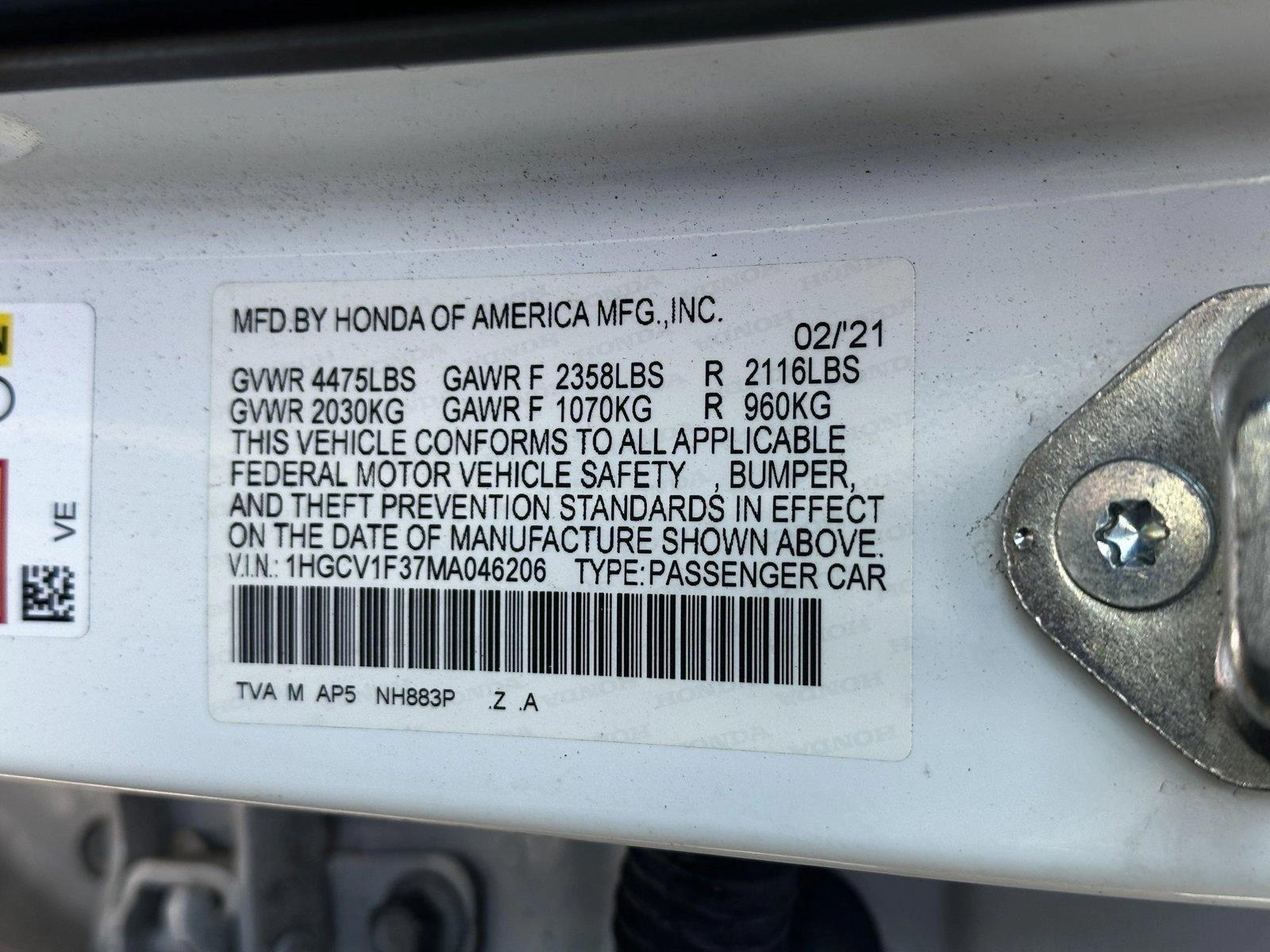 2021 Honda Accord Sedan Vehicle Photo in Hollywood, FL 33021