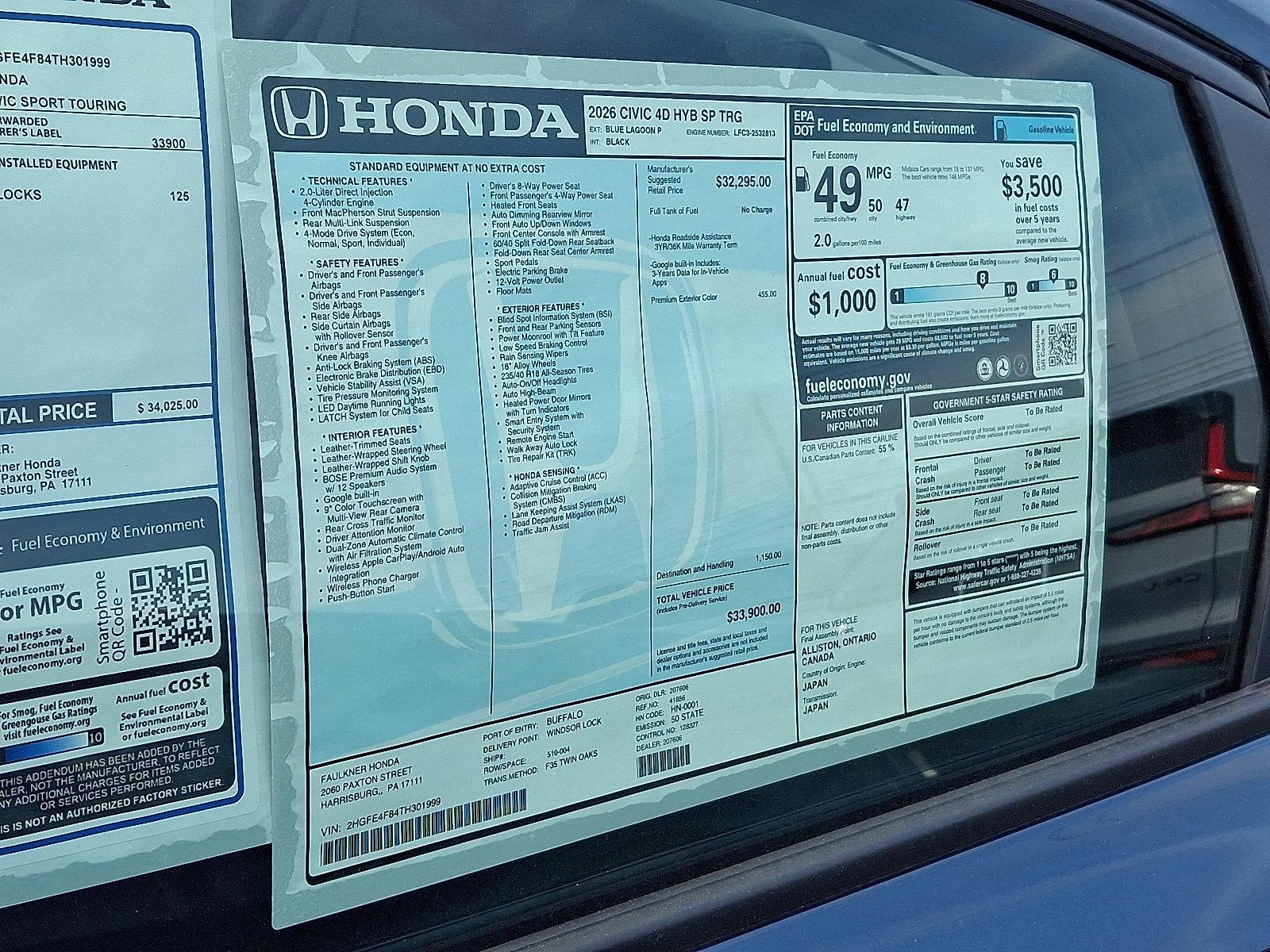 2026 Honda Civic Sedan Hybrid Vehicle Photo in Harrisburg, PA 17111