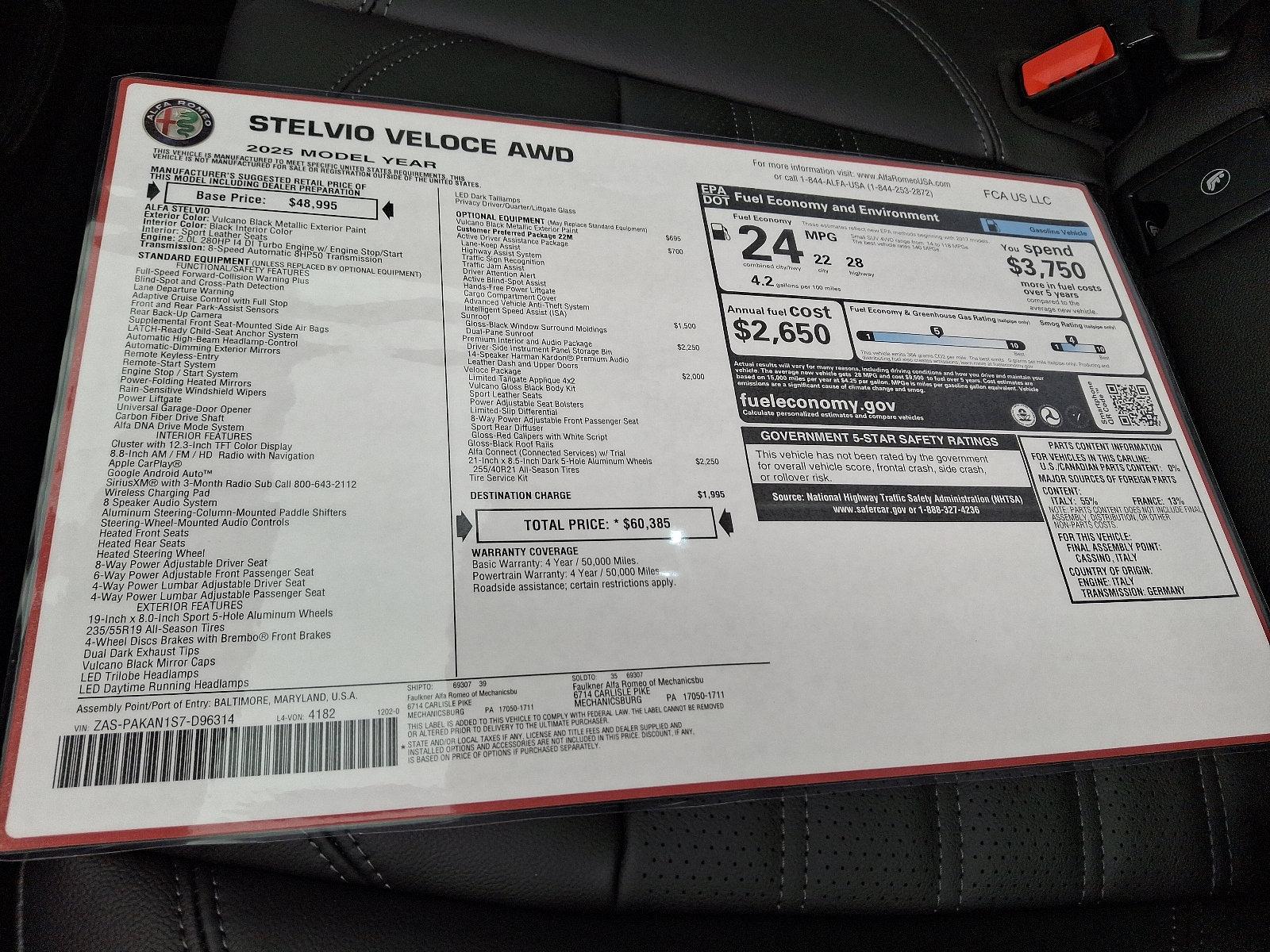2025 Alfa Romeo Stelvio Vehicle Photo in Mechanicsburg, PA 17050