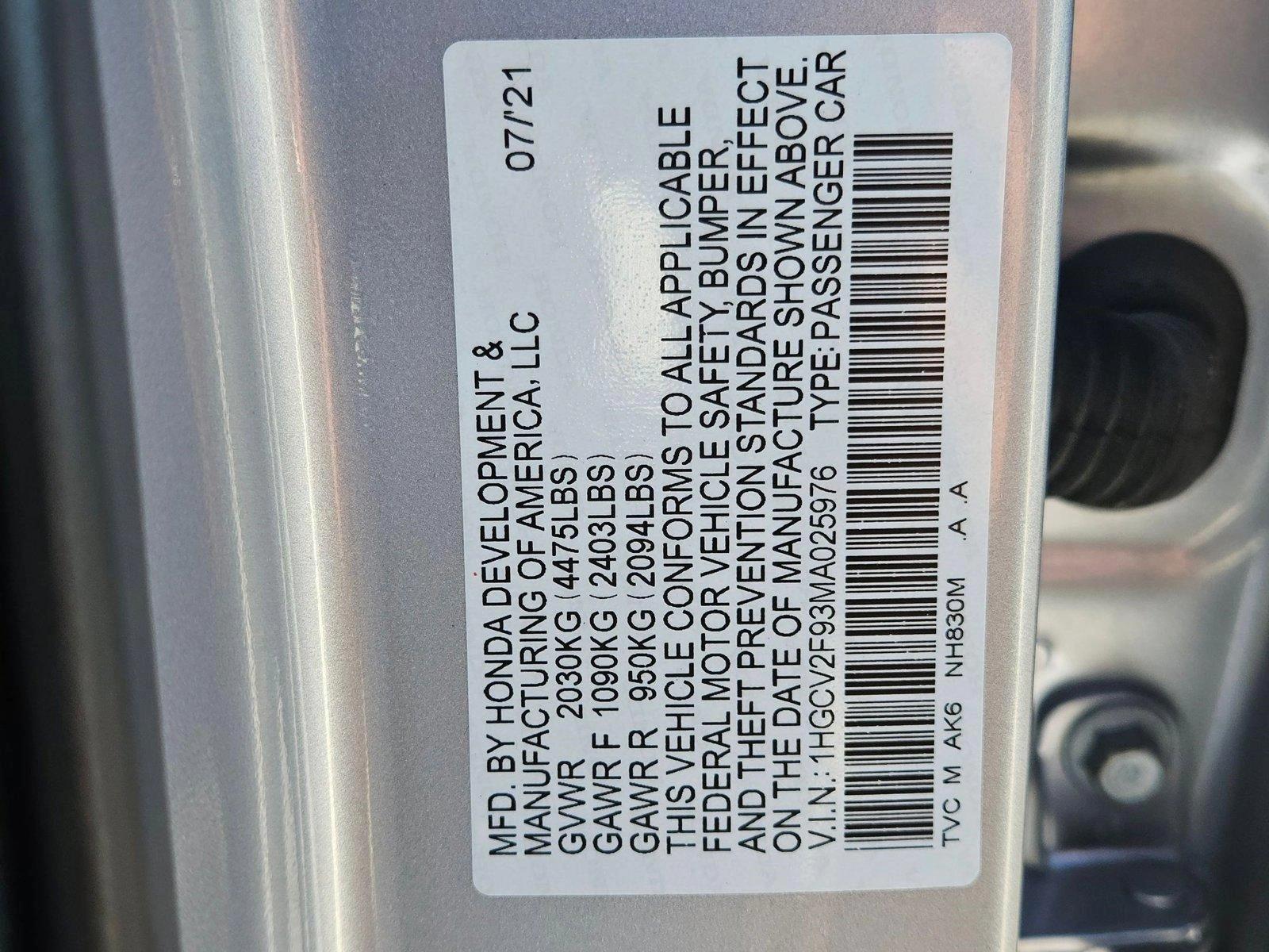 2021 Honda Accord Sedan Vehicle Photo in CORPUS CHRISTI, TX 78416-1100