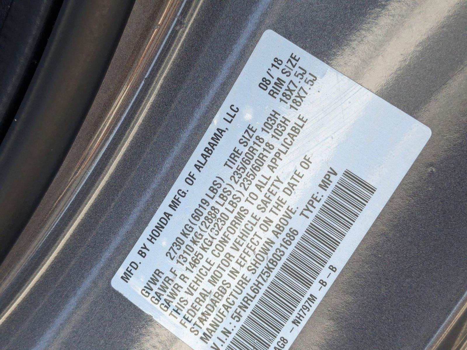 2019 Honda Odyssey Vehicle Photo in CLEARWATER, FL 33764-7163