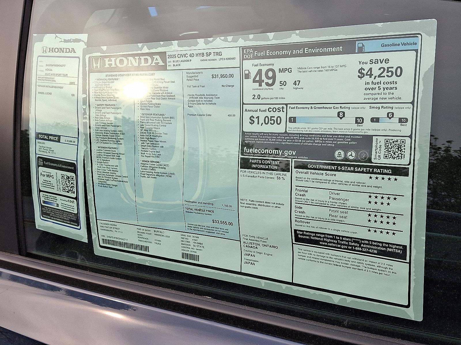 2025 Honda Civic Sedan Hybrid Vehicle Photo in Harrisburg, PA 17111