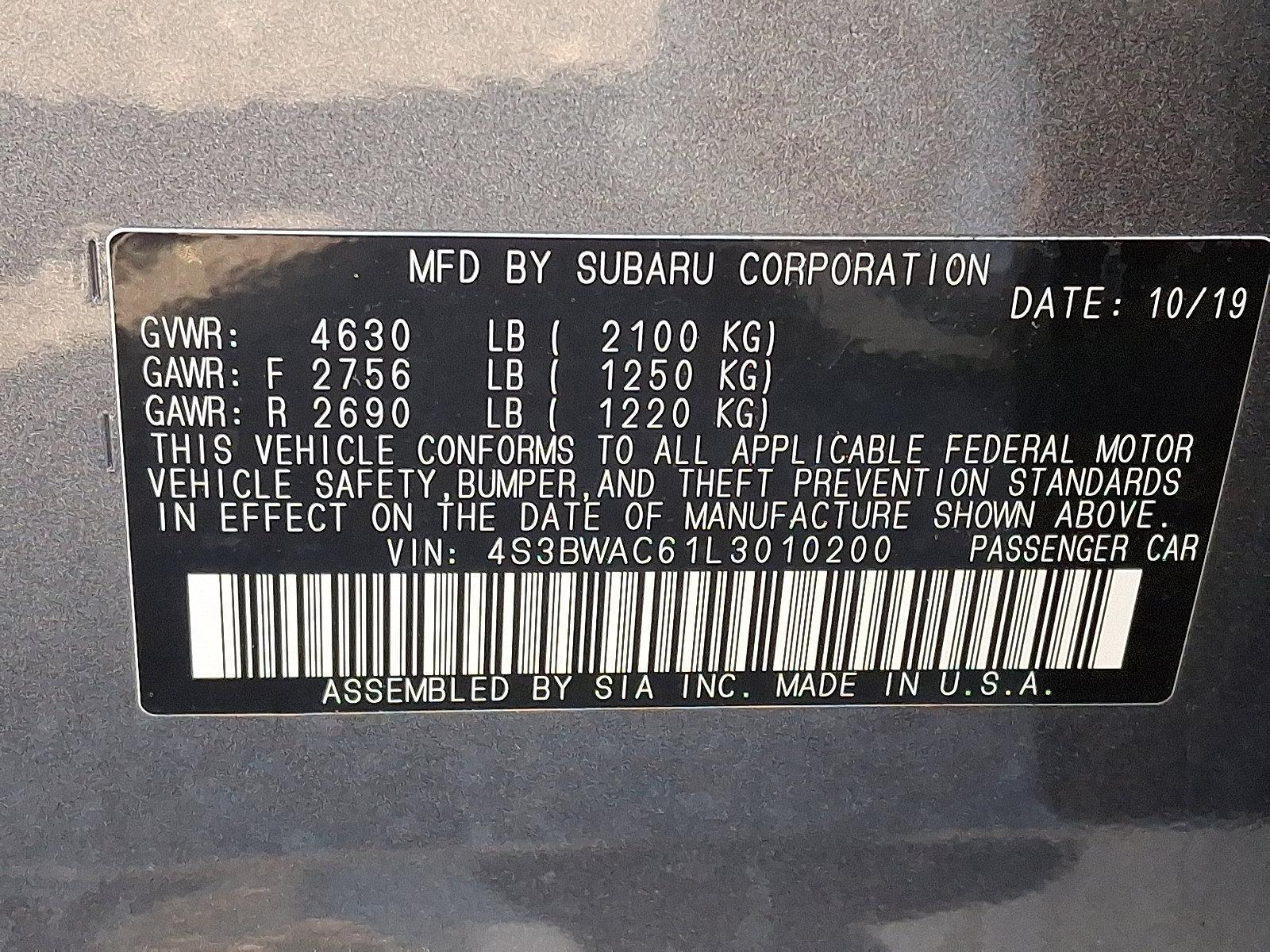 2020 Subaru Legacy Vehicle Photo in BETHLEHEM, PA 18017