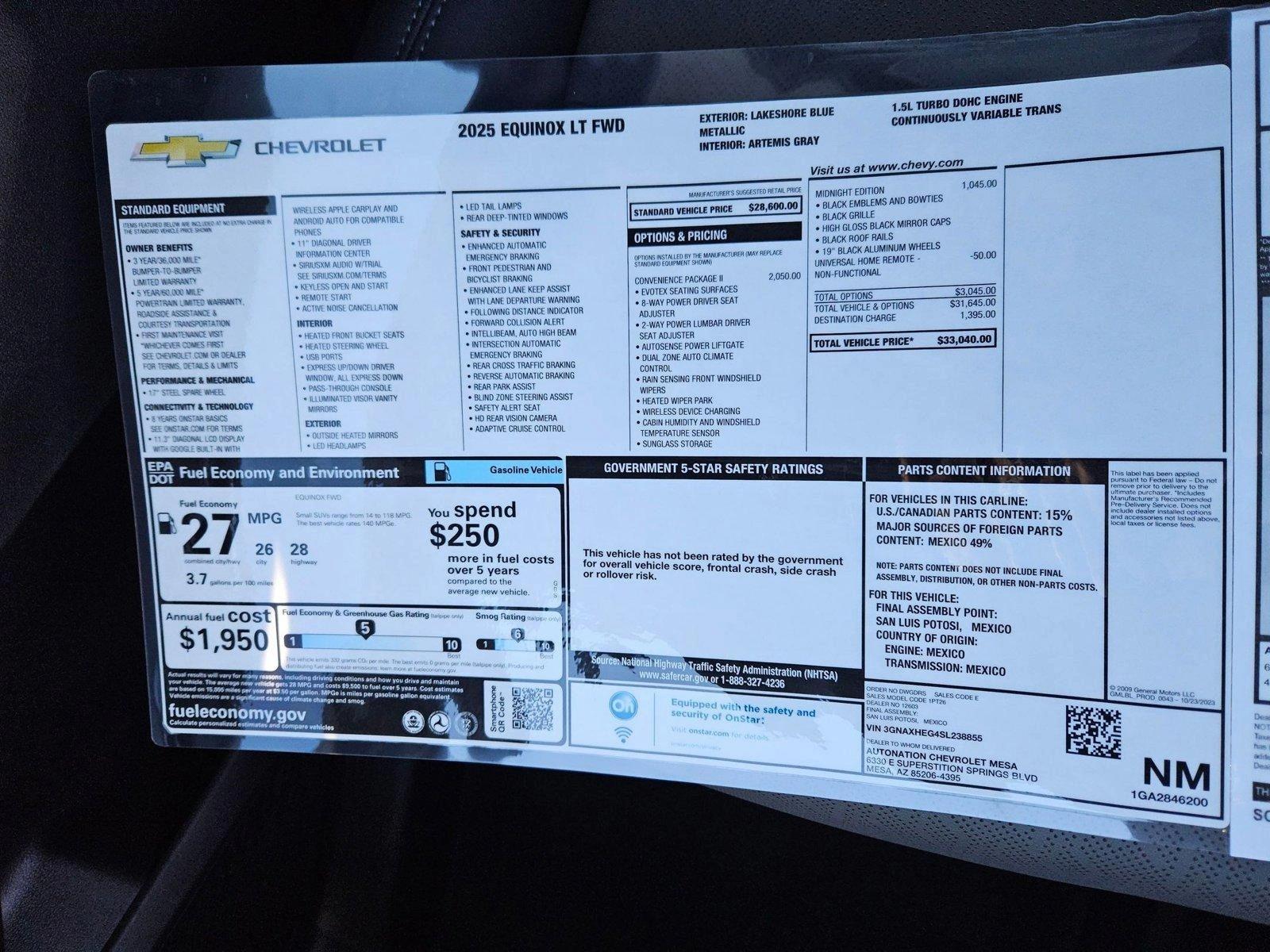 2025 Chevrolet Equinox Vehicle Photo in MESA, AZ 85206-4395