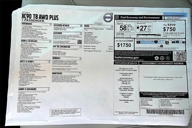 2025 Volvo XC90 Plug-In Hybrid Vehicle Photo in Houston, TX 77007