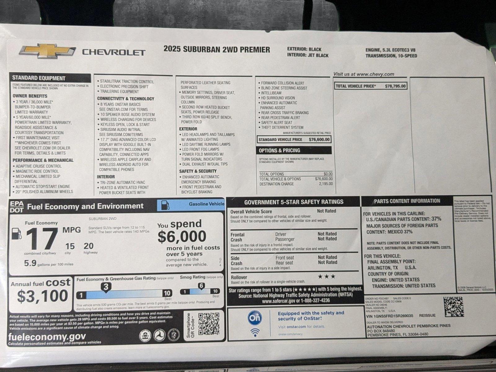 2025 Chevrolet Suburban Vehicle Photo in PEMBROKE PINES, FL 33024-6534