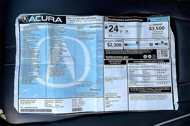 2023 Acura TLX Vehicle Photo in Tulsa, OK 74145