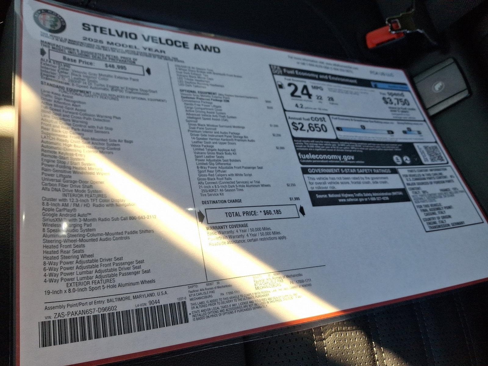 2025 Alfa Romeo Stelvio Vehicle Photo in Mechanicsburg, PA 17050