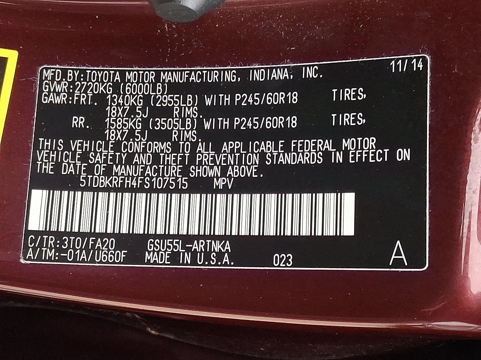 2015 Toyota Highlander Vehicle Photo in BETHLEHEM, PA 18017-9401