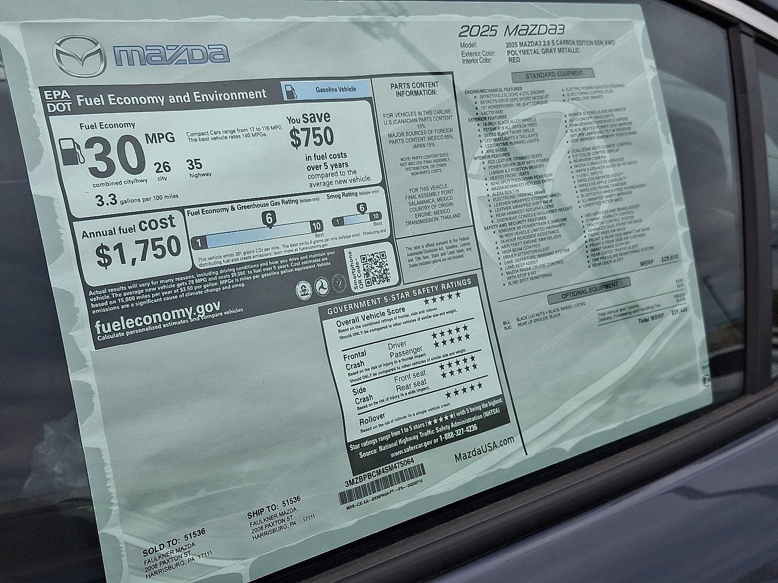 2025 Mazda3 Sedan Vehicle Photo in Harrisburg, PA 17111