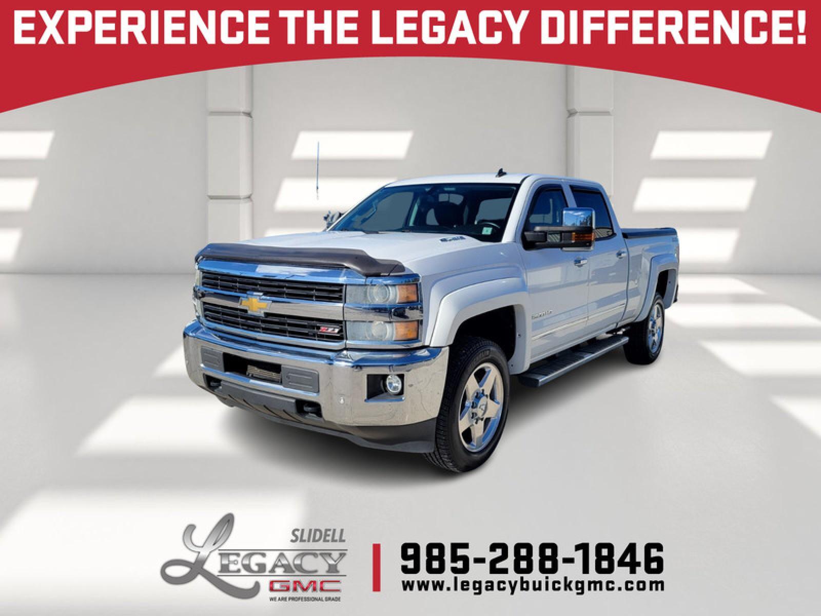 Summit White 2015 Chevrolet Silverado 2500HD LTZ Crew Cab 4WD Pickup Truck Four-Wheel Drive 6-Speed Automatic