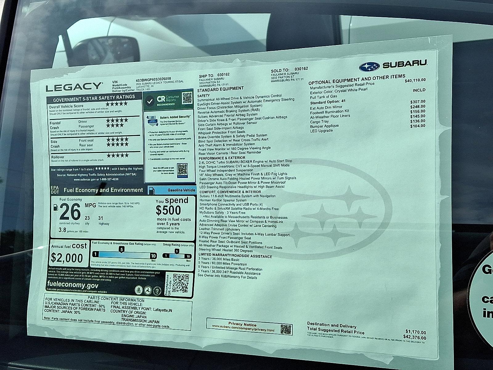 2025 Subaru Legacy Vehicle Photo in Harrisburg, PA 17111