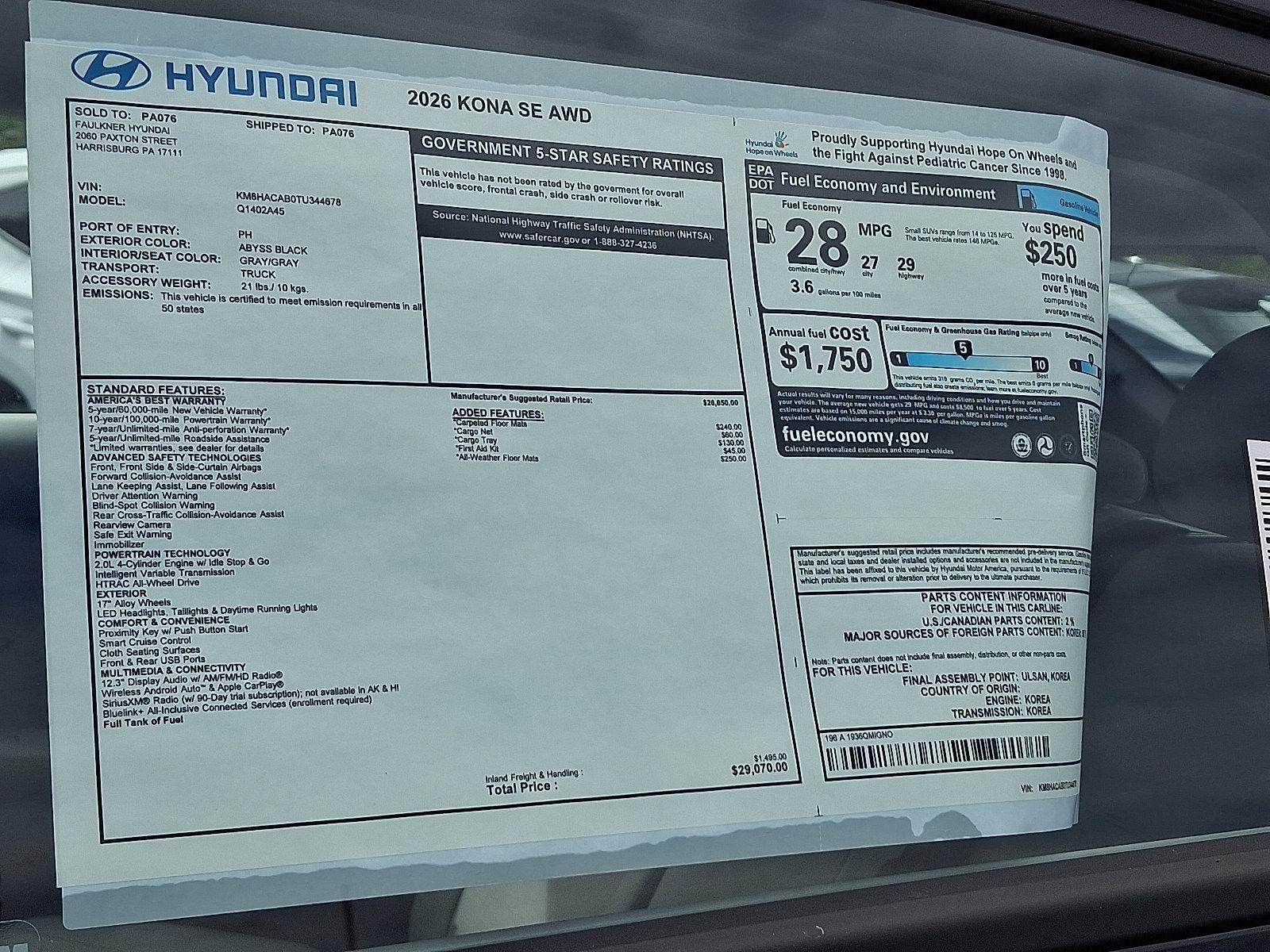 2026 Hyundai KONA Vehicle Photo in Harrisburg, PA 17111