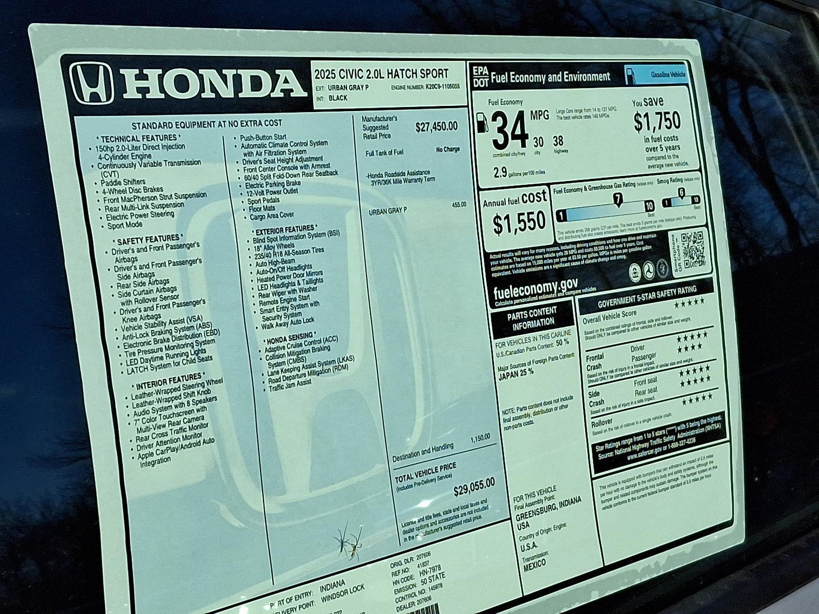 2025 Honda Civic Hatchback Vehicle Photo in Harrisburg, PA 17111