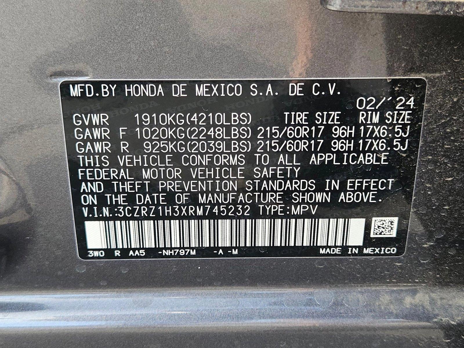 2024 Honda HRV Vehicle Photo in GILBERT, AZ 85297-0446