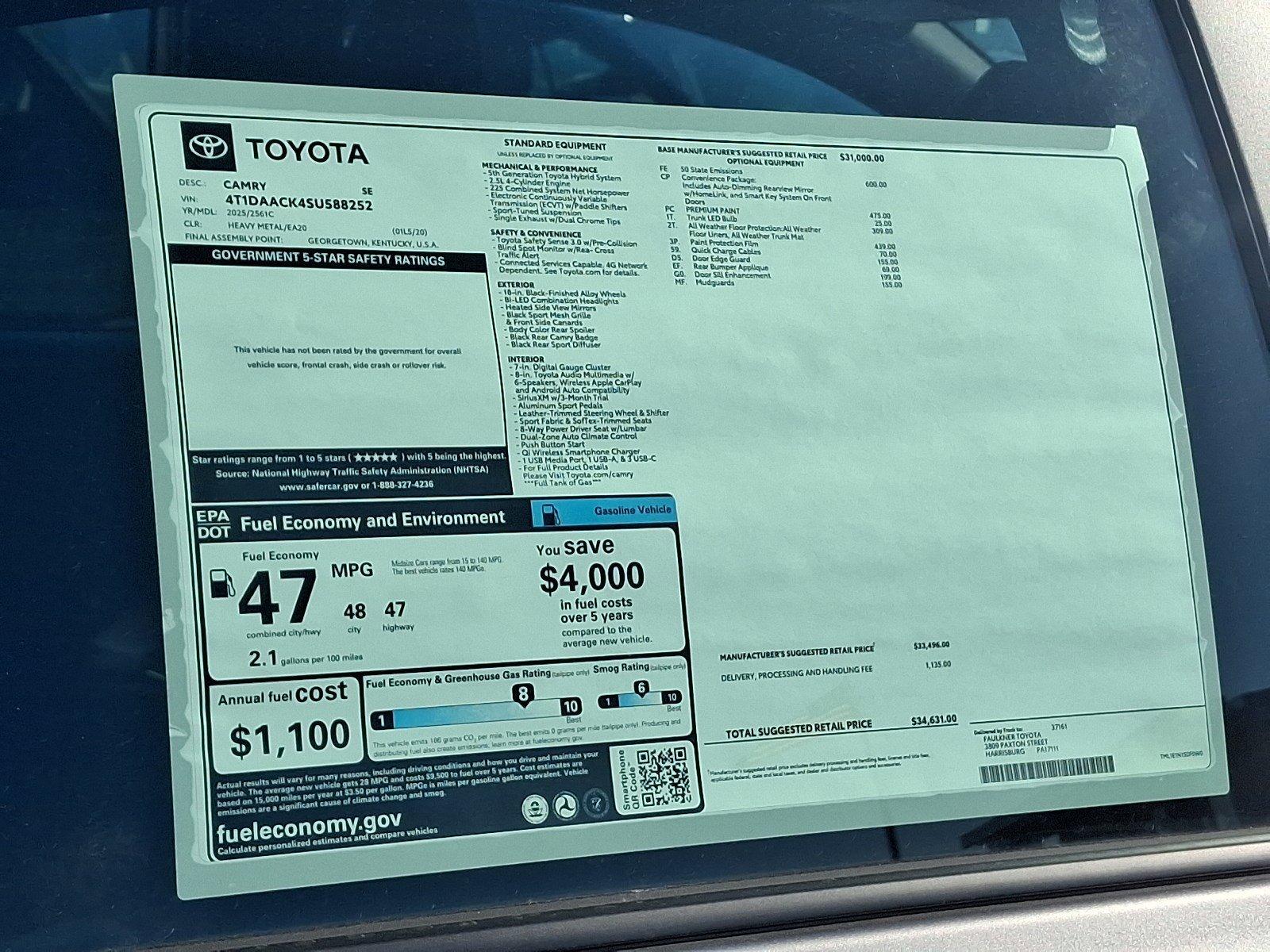 2025 Toyota Camry Vehicle Photo in Harrisburg, PA 17111