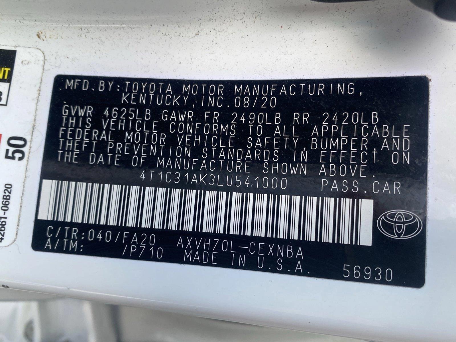 2020 Toyota Camry Vehicle Photo in Rockville, MD 20852